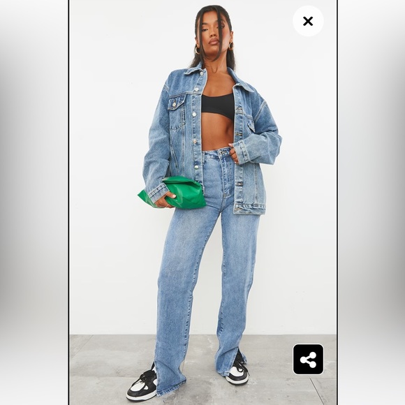 PLT Mid Blue Wash Split Hem Straight Leg Jeans - Picture 4 of 13